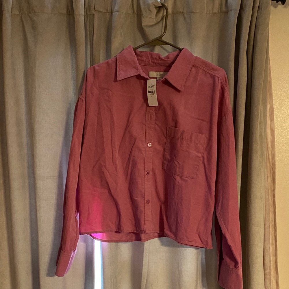 LOFT Rose Button-Up Blouse